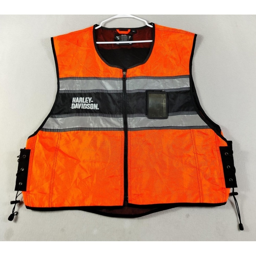 Harley Davidson Vest Mens 3XL Orange Reflective Motorcycle Hi Vis 98172-08VM